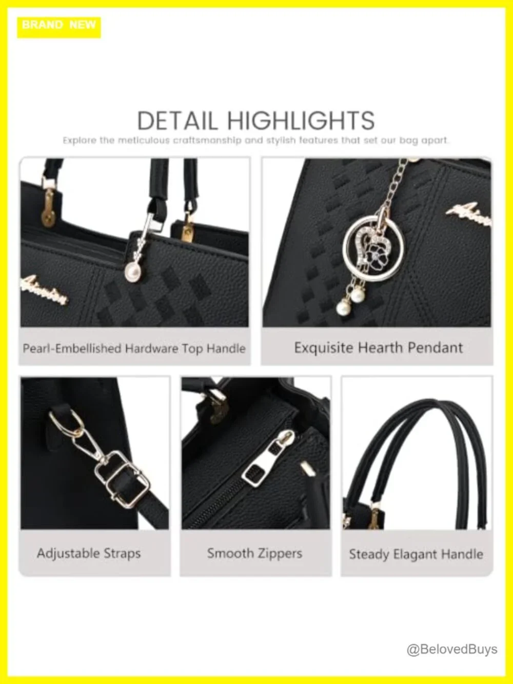 PU Leather Satchel Crossbody Tote Bag Top Handle Zipper Purse